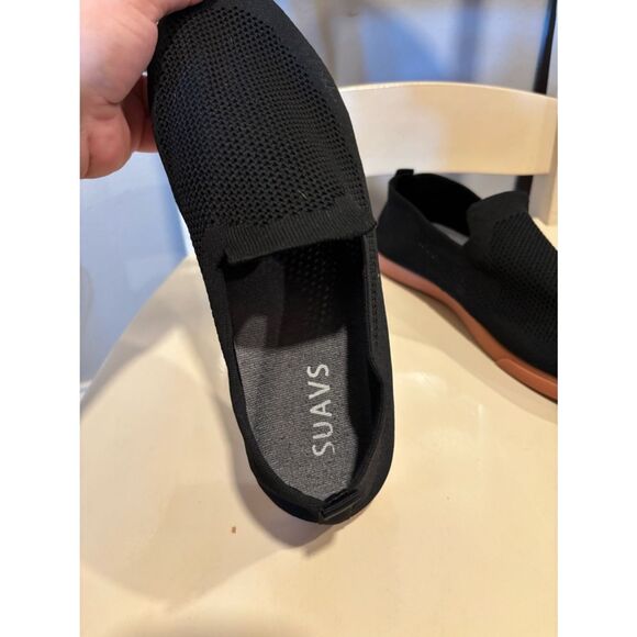 SUAVS Black Knit Slip-On Sneakers Gum Sole | Women’s 12 / Men’s 10 main image 5